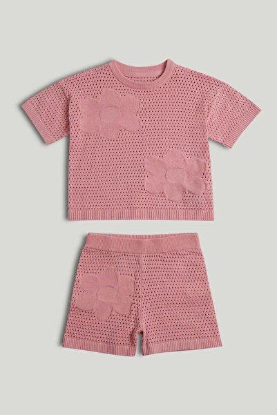 MOTHERCARE طقم توب وشورت محبوك باللون الوردي
