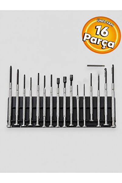 faytek FK-07 Saatçi Tornavida 16 Parça Tork Düz Yıldız Düz Altıgen Lokma Torn...