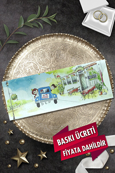 Cem Davetiye Düğün Nişan Nikah Kına Davetiyesi 3368 (100 ADET) Baskı Dahil