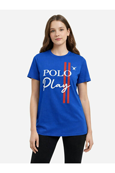 Polo Play By Styli تي شيرت قطني بشعار جرافيك للفتيات المراهقات