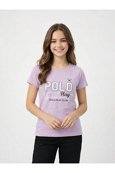 Polo Play By Styli تي شيرت للفتيات المراهقات برقبة دائرية وشعار مطبوع