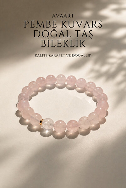 Pembe Kuvars taşı Doğal taş kadın bileklik 8mm