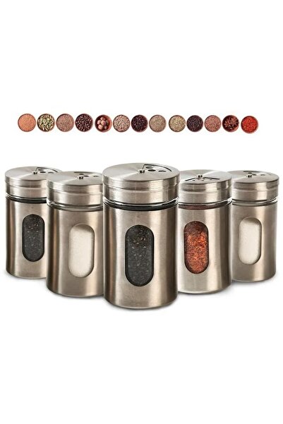 EcoVibe 2 Pieces of Three-Stage Metal Coated Glass Salt Shaker, Pepper Shaker, Spice Container