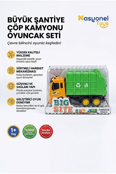 NASYONEL TOYS Büyük Şantiye Çöp Kamyonu Oyuncak Seti Çocuklar İçin Eğlenceli ...