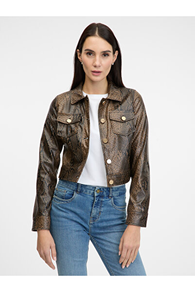 ORSAY Women's brown patterned leatherette jacket