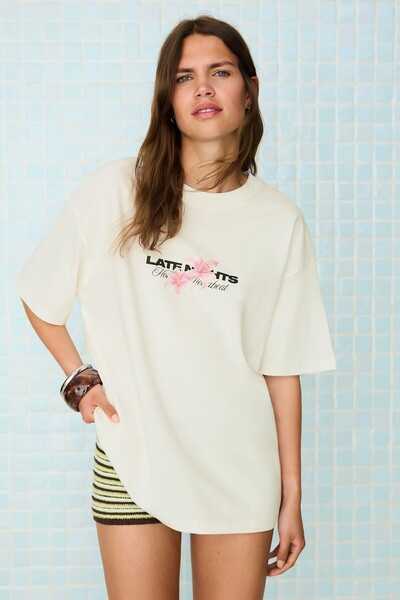 Bershka Oversize baskılı tişört