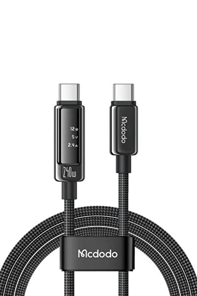 Mcdodo CabVision 240W Usb-C To Usb-C OLED Dijital Ekranlı 1.2 Metre Siyah Örg...