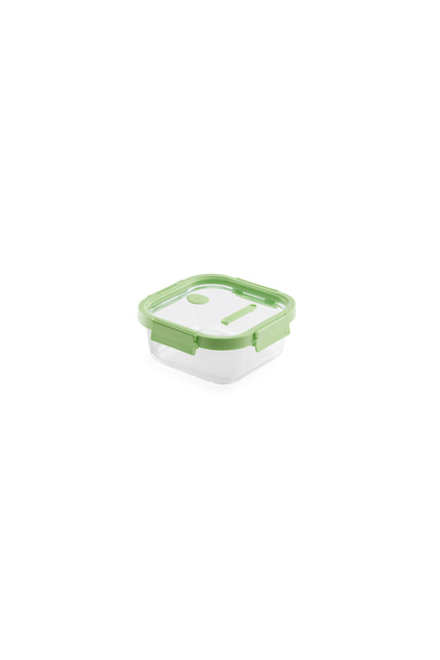 Lékué Green Glass Square Storage Container with Non-Removable Lid 1100ml