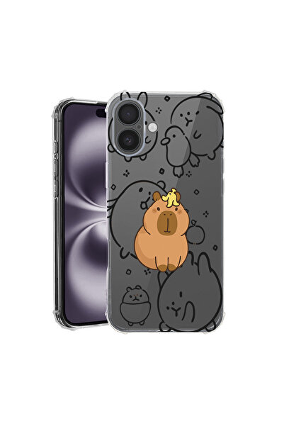 bestcase Husă Antișoc pentru Apple iPhone 16, cu Capibara Kawaii de desene an...