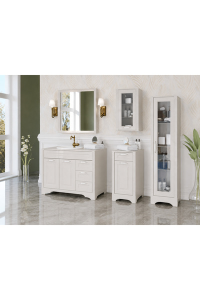 Ercan Kurt Yapı 116 cm Banyo Dolabı Takım | Çekmeceli | Ayna | Üst Alt Dolap ...