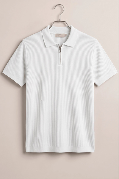 Edwox Men's Lycra Polo Neck T-Shirt White Cd180