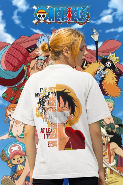 Ninkasiwear One Piece Luffy "King of Pirates" Anime Unisex Oversize Tişört - ...