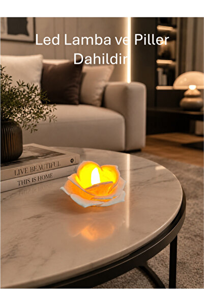 B2 Studio Gül Şeklinde Dekoratif LED Lamba 8x8 cm – Romantik Masa Üstü Gece L...