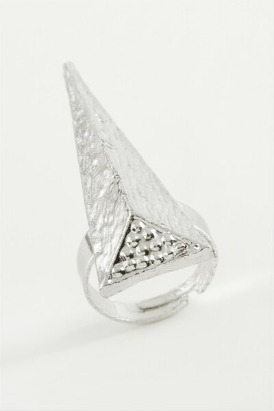 ZERO LAND Ilkeshop Pyramid Metal (05115) Ring-Silver Color