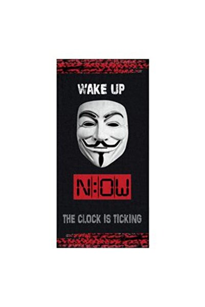 SHOPIENS Prosop negru cu modelul „Anonymous” pentru plajă 150 x 75 cm