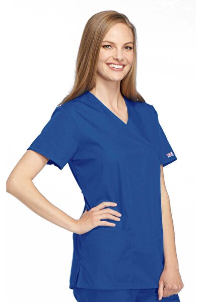 Cherokee UNIFORMS Cherokee Workwear Originals Bluză medicală de damă cu design tip înfășurare, Albastru regal WWE4801