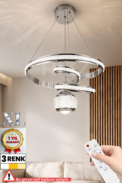 RİZZ İthal Kasa XL 3 Renk Kumandalı Led Avize Gezegen Toplu Gold Kasa Büyük L...
