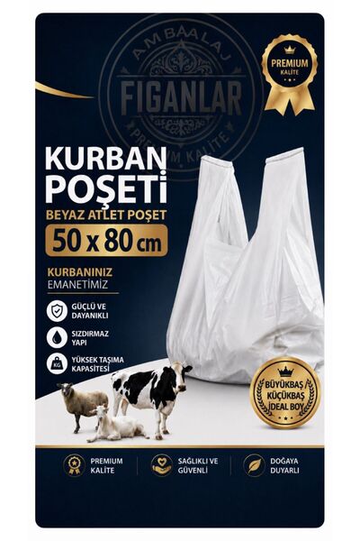 figanlar ambalaj 50x80 Kurban Poşeti büyük Boy Kalın Beyaz Atlet Poşet Sızdır...