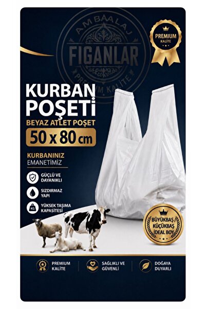 figanlar ambalaj 50x80 Kurban Poşeti EN BÜYÜK Boy Kalın Beyaz Atlet Poşet Sız...