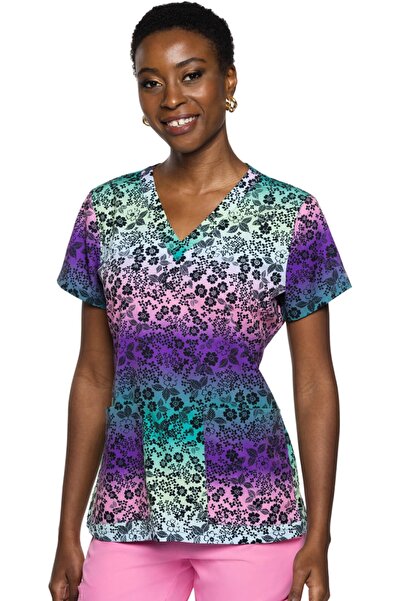 Med Couture MC Prints Halat medical de damă Ombre Garden cu 2 buzunare (MC8564)