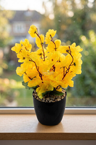 Yapay Çiçek Deposu Artificial Mini Potted Spring Morning Arrangement 30 cm Ye...