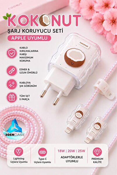 3GEN CASE Kablo Adaptör Koruyucu Şarj Kılıfı Kablo Örme Aparatlı Toparlayıcı ...