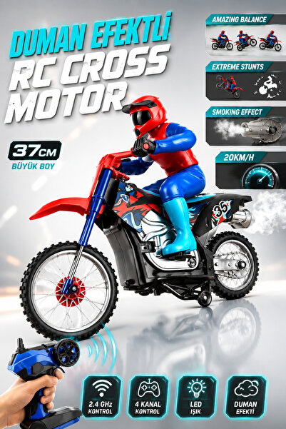 YILDIRIM OYUNCAK Buhar Efektli 20km/h Yapan RC Cross Motor 37cm - Uzaktan Kum...