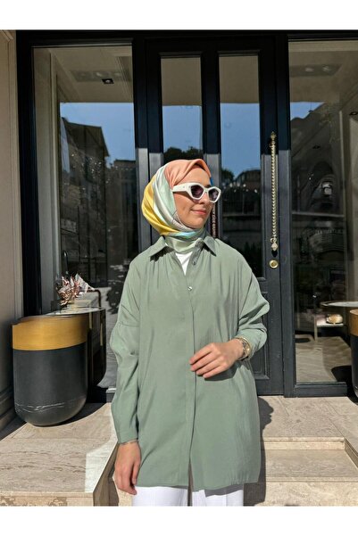 QOOQ STORE 26SS233 Yarasa Kol Kadın Gömlek Mint