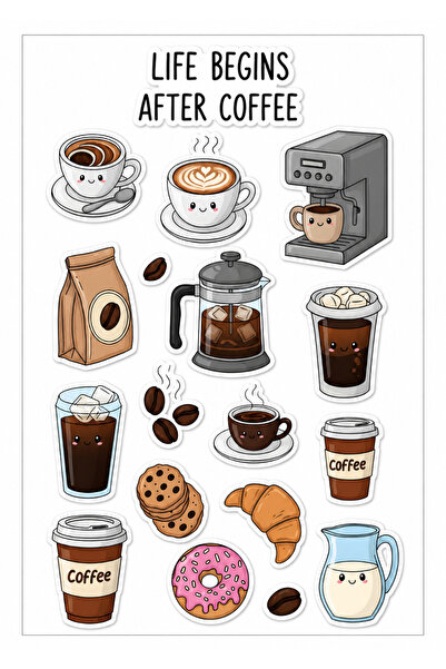 TRİMENT3D Coffee Lover Sticker Set – 16 Pieces