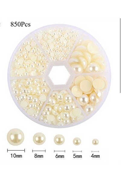 yiğit aksesuar 850 Pcs Krem Yarım İnci set tırnak yapıştırma Yapım Seti