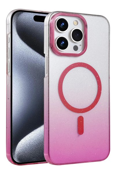 New Face Ilkeshop New iPhone 15 Pro Max Glossy Magsafe Cover (213209) - Pink