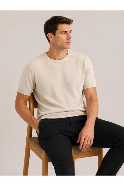CLASSİCS MEN Ανδρικό κοντομάνικο πλεκτό μπλουζάκι Turbulance Slim Fit 7675