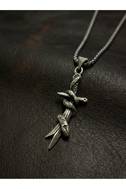 Velcari Snake Sword Minimalist Style Stainless Steel Men's Necklace