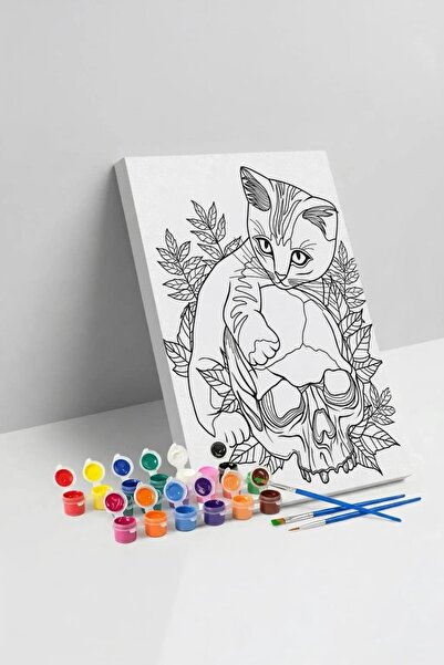 Yatinks Kedi Desenli Mandala Tuval Boyama Seti 40x50 cm