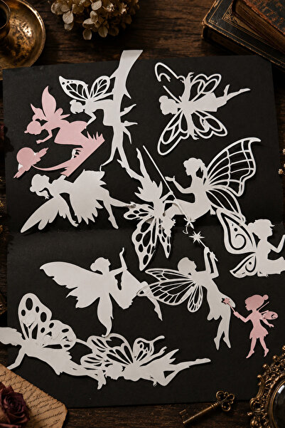 stickybloom Beyaz Peri Silüetleri Seti 20 Adet , Journal/Scrapbook/Ajanda/Sti...