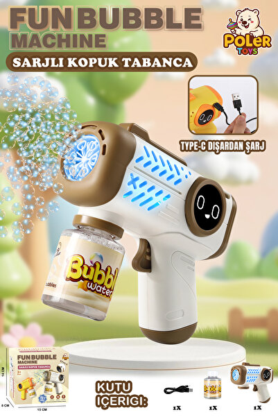 POLER TOYS KÖPÜK TABANCASI ŞARJLI OTOMATİK HAZNELİ TYPC-E DIŞARDAN ŞARJLI BAL...