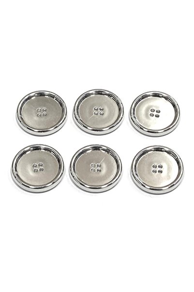 karantuhafiye Italian Trench Coat, Jacket Button Set Set of 6 /Silver/ 2 cm