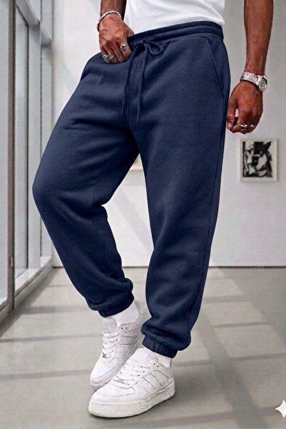 NO 601 Pantaloni de trening pentru bărbați, albastru marin, cu interior gros ...