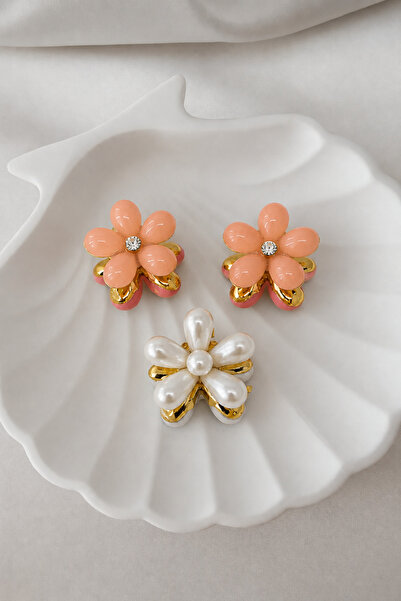 MakeWell Women's Pink Daisy Hairpin Buckle Set with Gold Detail, Floral Desig...