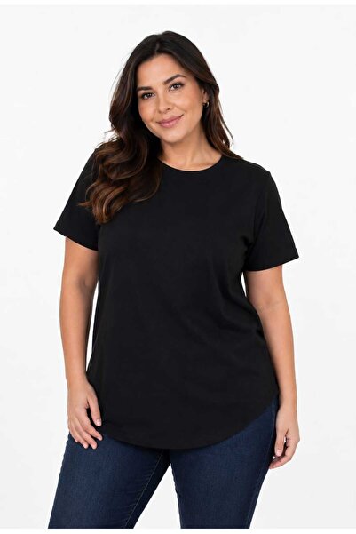 6zar Tricou de damă, negru și alb, din bumbac, mărime mare