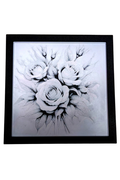 Fresh Candles Tablou arta 3D Hueforge - Trandafiri Albi, 20x20cm - imagine 1 ...