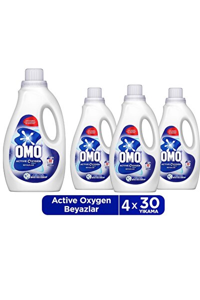 Omo Active Oksijen Etkisi Beyazlar İçin Sıvı Deterjan 1500 ml x4