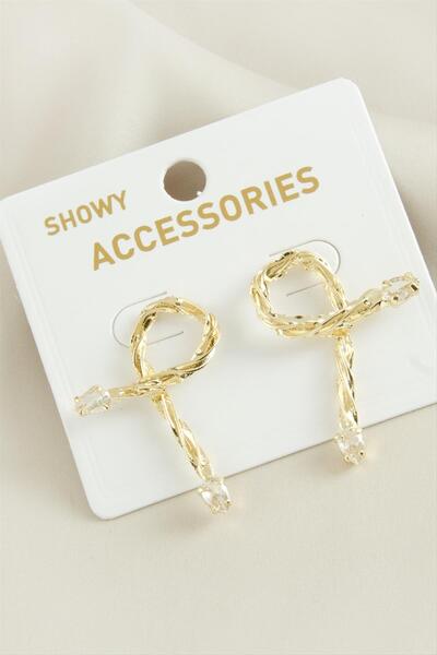 ZERO LAND Ilkeshop Oval New Season Drop (03326) Stone Earrings-Yellow