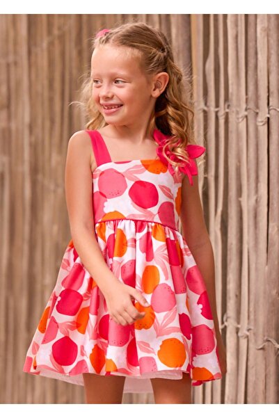 MAYORAL Girl's Floral Detailed Ruffle Dress 3924 Red