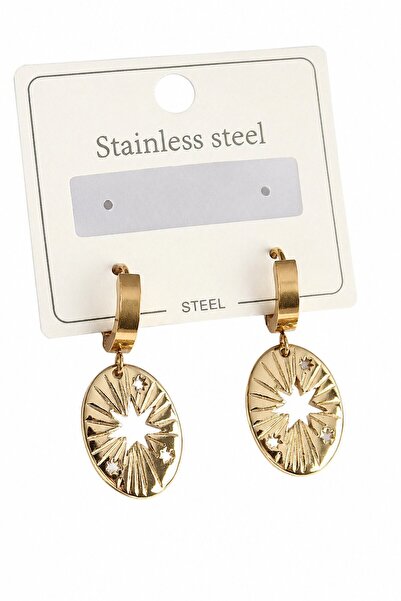 serelya 316l steel gold color pole star processing women's earrings