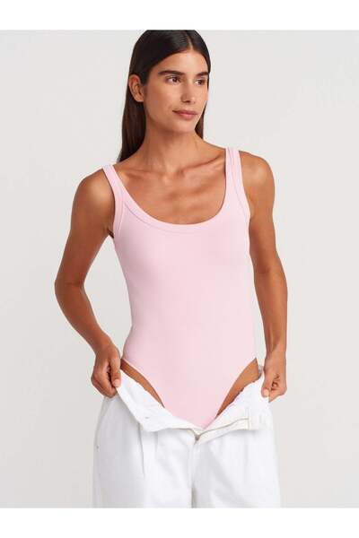 Moda Asrın Askılı Bodysuit-toz pembe