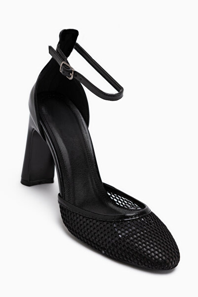 Limoya Firyal Black Ankle Strap High Heeled Women's Shoes