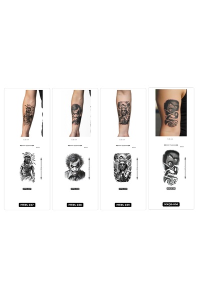 Airbrush Tattoo Yapıştırma Dövme 4 Adet Birden 1 Hafta Kalıcı Geçici Dövme Haftalık Set 42