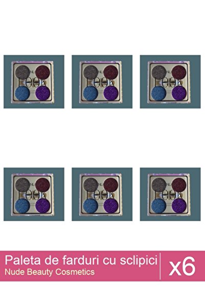 Makeup Set of 6 Glitter Eyeshadow Palette, Scanlon, No. 2