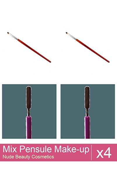 Makeup Set Mix 4 products Makeup Brushes: Cat's Tongue Gel Brush - No. 4, Cat...